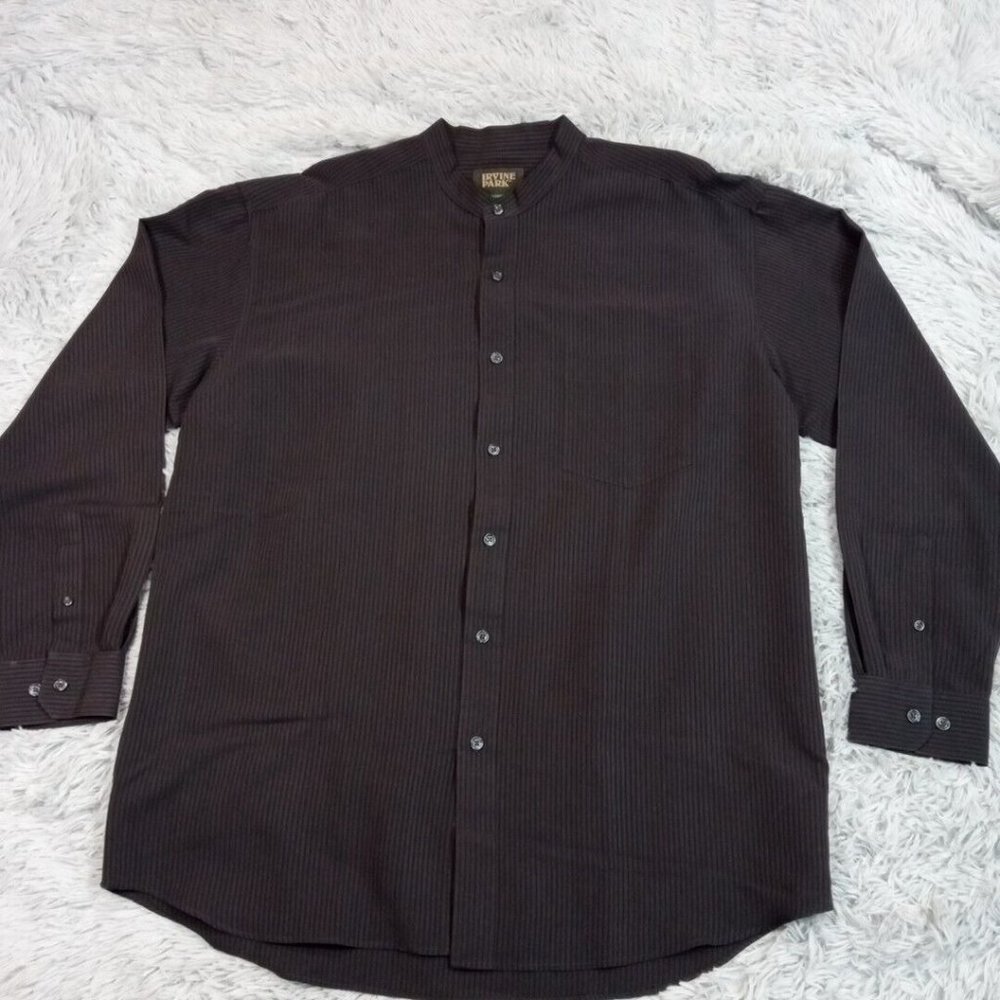 Irvine Park Mens Dress‎ Shirt Gray Large Button Up Pocket Soft Career Casual